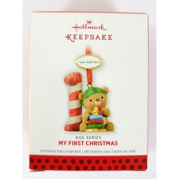Hallmark Ornament My First Christmas Child's Age Series bear 2013 1 1st New - Picture 2 of 4